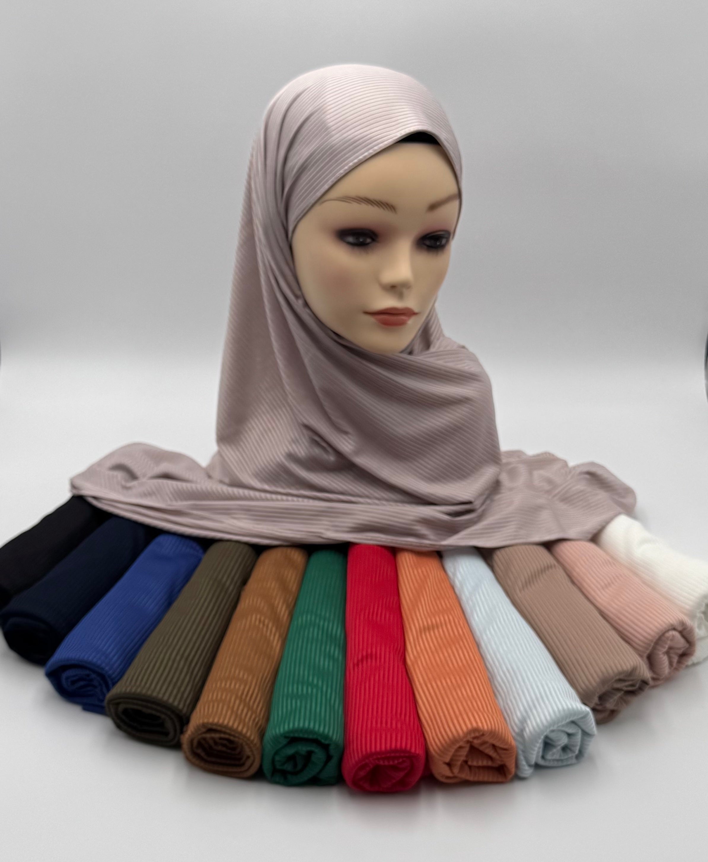 Kuwaiti Striped Cotton-Lycra Hijab