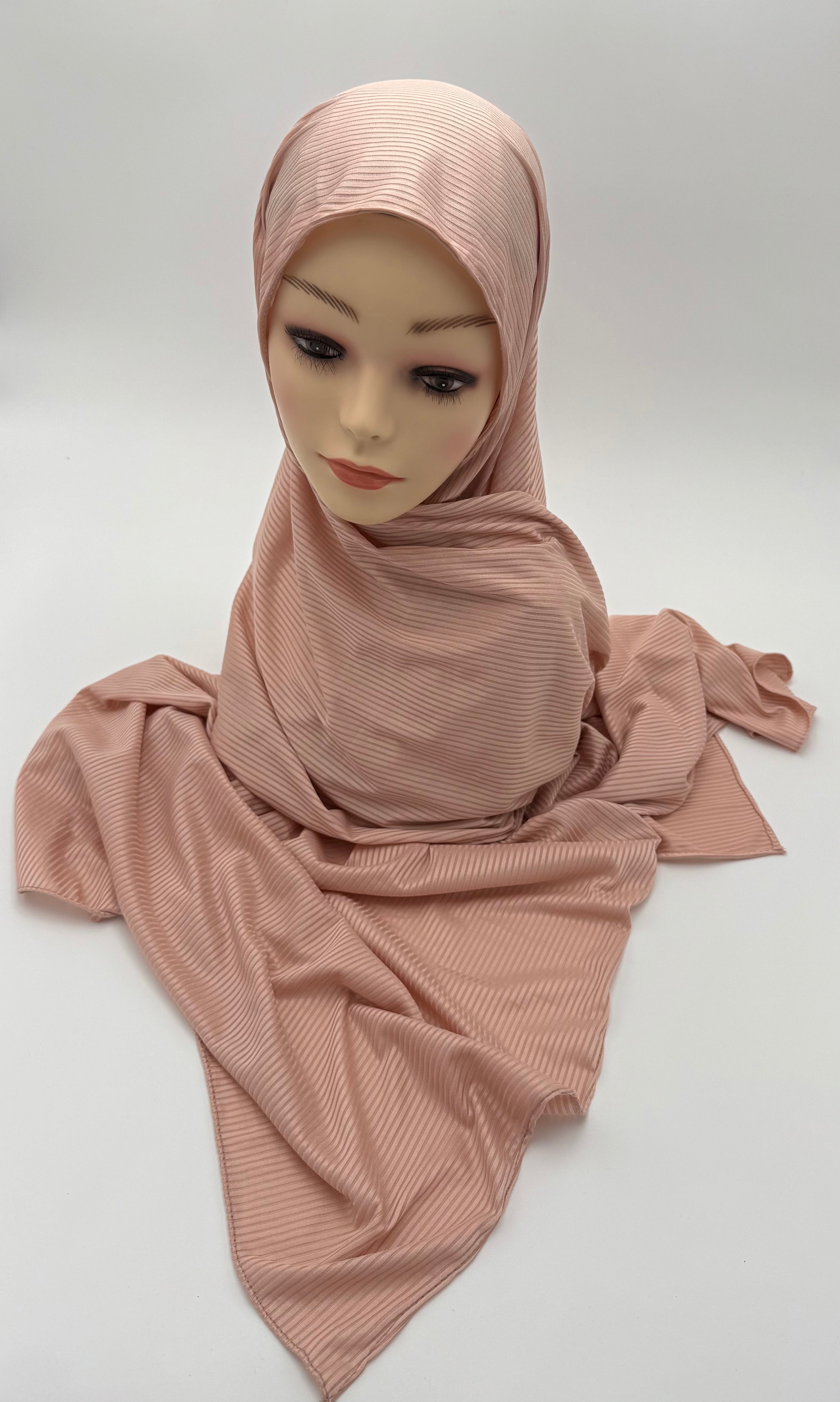 Kuwaiti Striped Cotton-Lycra Hijab