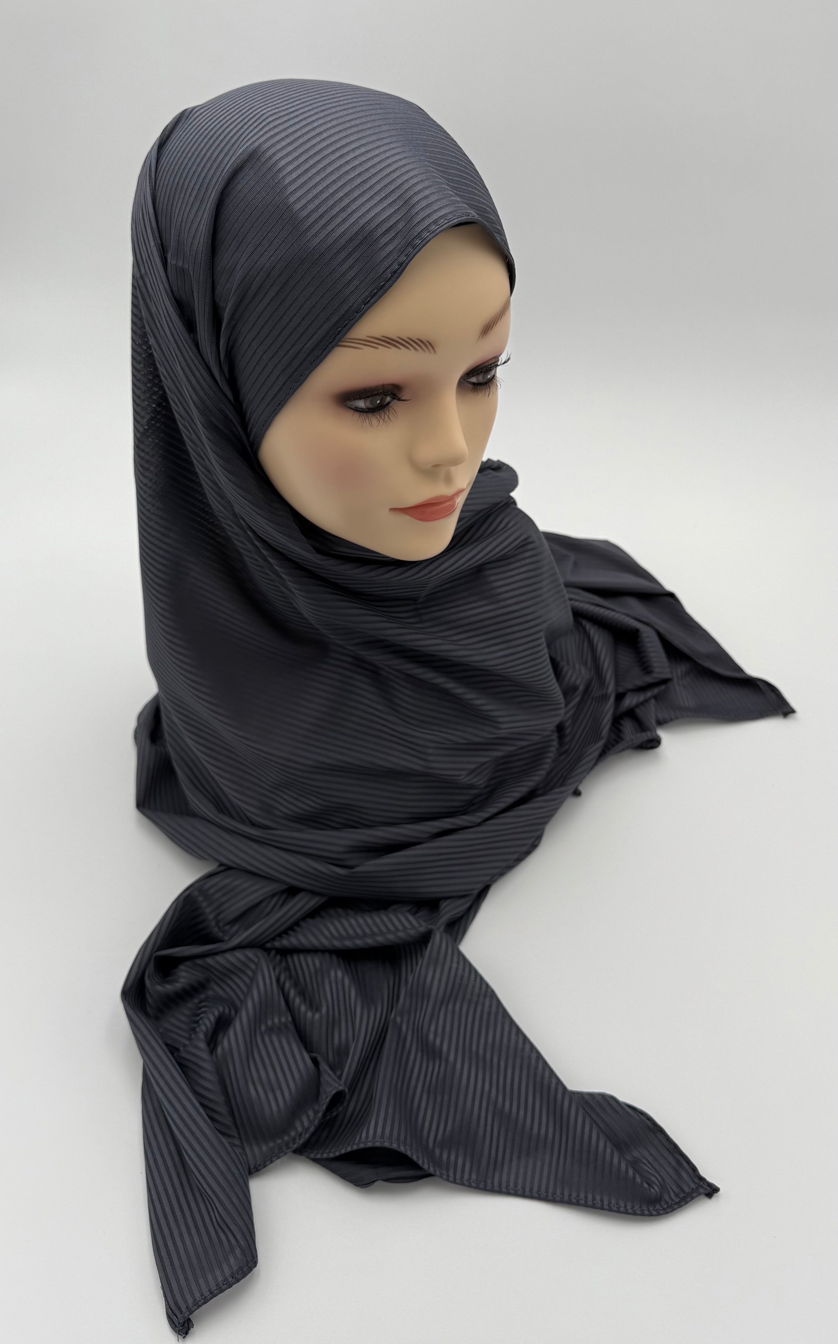 Kuwaiti Striped Cotton-Lycra Hijab
